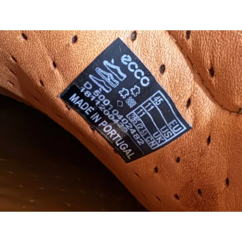 ECCO Fusion II Mens 11 EU 45 Brown Leather Tie Moc Shoe Casual Oxfords Lace up